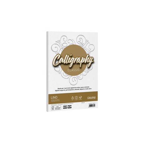 Carta Calligraphy Lino - A4 - 120 gr - bianco 01 - Favini - conf. 50 fogli