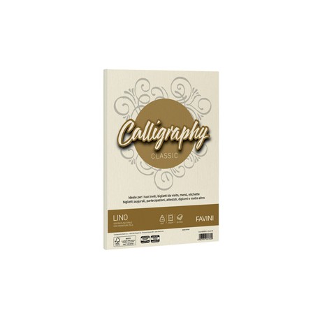 Carta Calligraphy Lino - A4 - 120 gr - avorio 02 - Favini - conf. 50 fogli