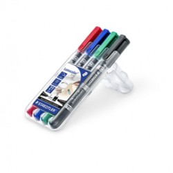 Pennarello Lumocolor Permanent Duo 348 - punta 0,6mm e 1,5mm - colori assortiti - Staedtler - astuccio 4 pezzi