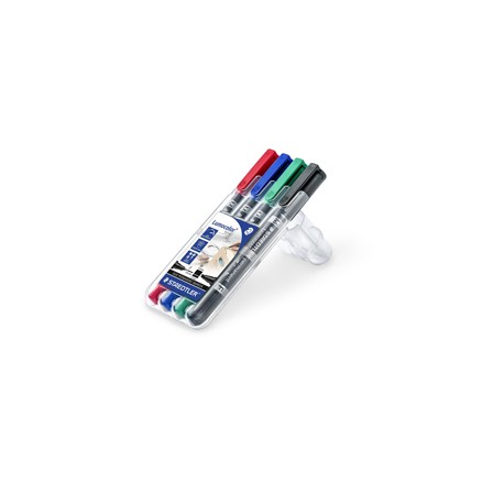 Pennarello Lumocolor Permanent Duo 348 - punta 0,6mm e 1,5mm - colori assortiti - Staedtler - astuccio 4 pezzi