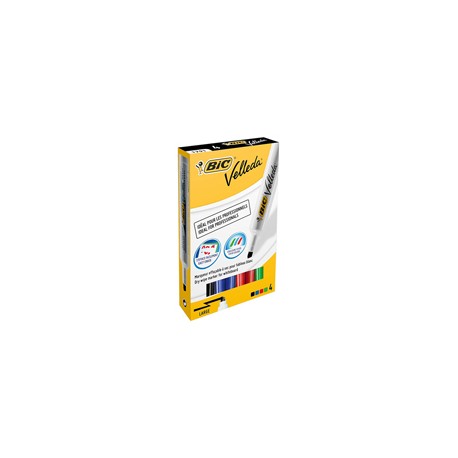 Marcatore Whiteboard Marker Velleda 1791 - punta scalpello 3,3-4,6mm - astuccio 4 colori - Bic