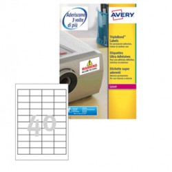 Etichette adesive extra strong L6140 - in poliestere - laser - permanenti - 45,7 x 25,4 mm - 40 et/fg - 20 fogli - bianc