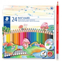 Matite colorate Noris 144 50 - cancellabili - colori assortiti - Staedtler - astuccio 24 pezzi