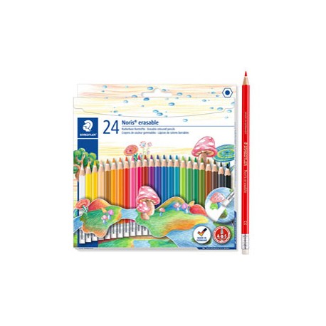 Matite colorate Noris 144 50 - cancellabili - colori assortiti - Staedtler - astuccio 24 pezzi