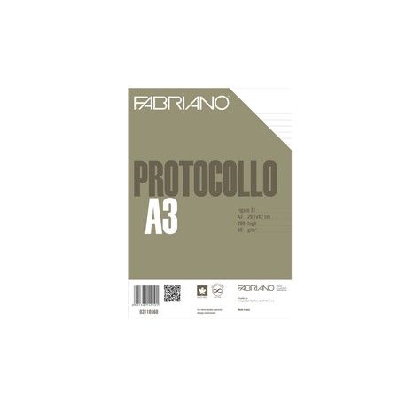 Foglio protocollo - A4 - 1 rigo - 60 gr - Fabriano - conf. 200 pezzi