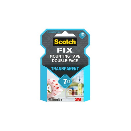 Nastro biadesivo FIX - 19 mm x 1,5 m - LDPE - trasparente - Scotch