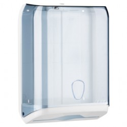 Dispenser asciugamani piegati C/V/Z - 28x13,7x37,5 cm - plastica - bianco/azzurro trasparente - Mar Plast