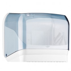 Dispenser per asciugamani in rotolo/fogli - 30x19,5x25,1 cm - plastica - bianco/azzurro trasparente - Mar Plast