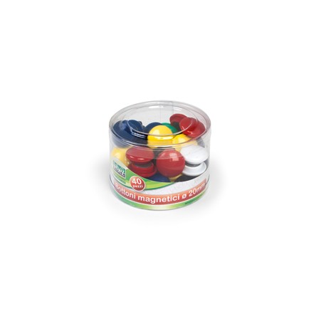 Bottoni magnetici tondi - diametro 2 cm - colori assortiti - Lebez - barattolo da 40 pezzi
