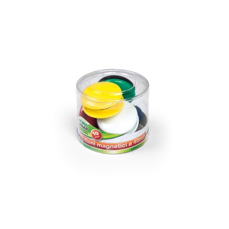 Bottoni magnetici tondi - diametro 4 cm - colori assortiti - Lebez - barattolo da 10 pezzi