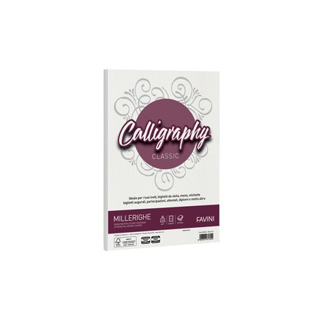 Carta Calligraphy Millerighe - A4 - 100 gr - bianco 01 - Favini - conf. 50 fogli