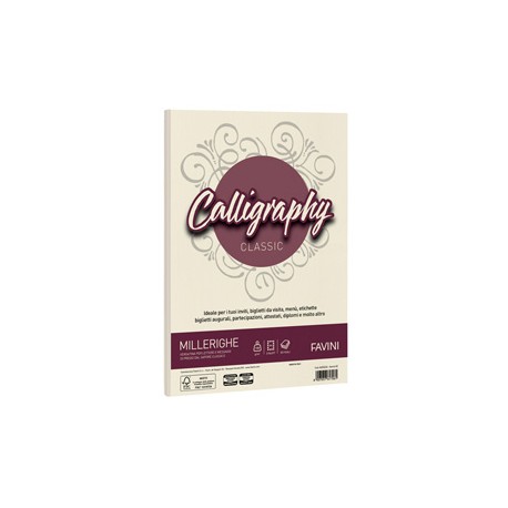 Carta Calligraphy Millerighe - A4 - 100 gr - avorio 02 - Favini - conf. 50 fogli