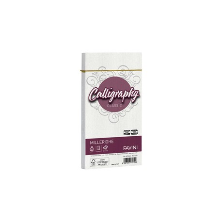 Busta Calligraphy Millerighe - 110 x 220 mm - 100 gr - bianco 01 - Favini - conf. 25 pezzi