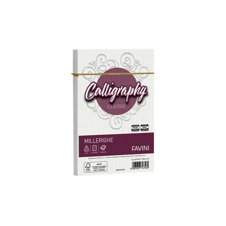 Busta Calligraphy Millerighe - 120 x 180 mm - 100 gr - bianco 01 - Favini - conf. 25 pezzi