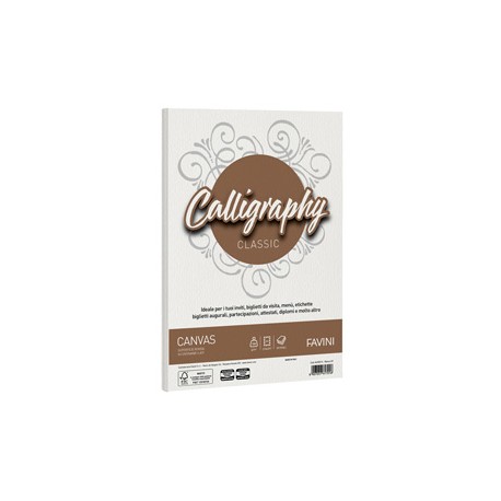 Carta Calligraphy Canvas - A4 - 100 gr - bianco 01 - Favini - conf. 50 fogli