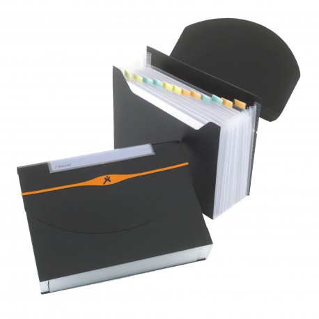 Portadocumenti a soffietto Optima - 13 tasche - 23 x 33 cm - PP- nero - Rexel