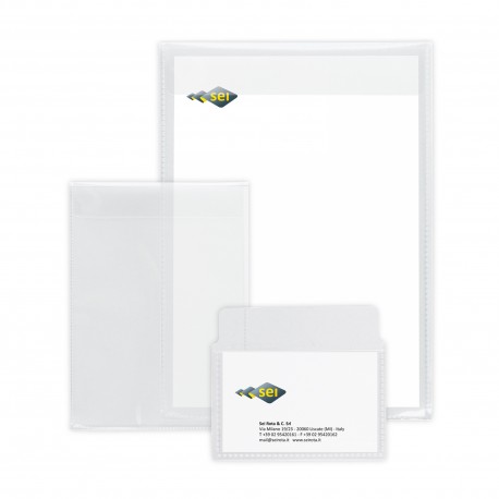 Buste con patella Soft P - PPL - 8,6 x 5,4 cm - liscio - trasparente - Sei Rota - conf. 25 pezzi