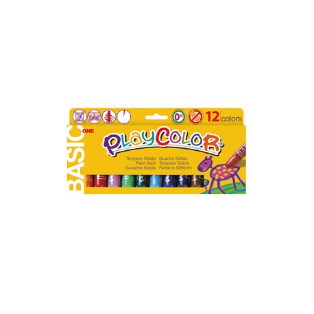 Tempera solida in stick Playcolor - 10gr - colori assortiti - Instant - astuccio 12 stick