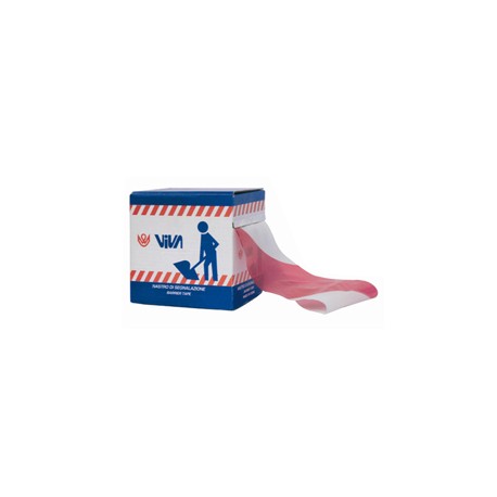 Nastro segnaletico di sicurezza - 7 cm x 200 m - PE - rosso/bianco - Viva