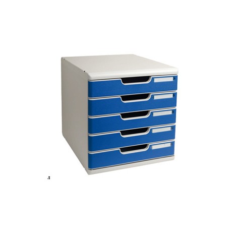 Cassettiera Modulo A4 - 28,8 x 32 x 35 cm - 5 cassetti - grigio/blu - Exacompta