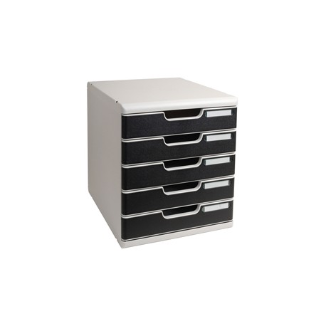 Cassettiera Modulo A4 - 28,8 x 32 x 35 cm - 5 cassetti - grigio/nero - Exacompta