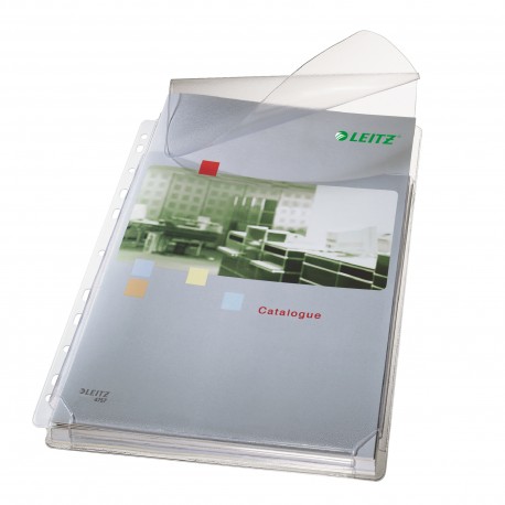Buste forate alta capacità con lembo - 22x30 cm - PVC- trasparente - Leitz - conf. 5 pezzi