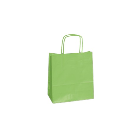 Shopper Twisted - maniglie cordino - 22 x 10 x 29 cm - carta kraft - verde mela - Mainetti Bags - conf. 25 pezzi