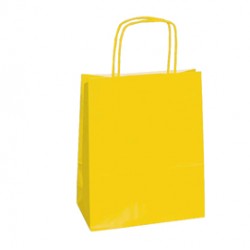 Shopper Twisted - maniglie cordino - 26 x 11 x 35 cm - carta kraft - giallo - Mainetti Bags - conf. 25 pezzi