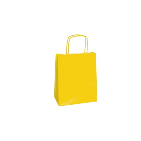 Shopper Twisted - maniglie cordino - 26 x 11 x 35 cm - carta kraft - giallo - Mainetti Bags - conf. 25 pezzi