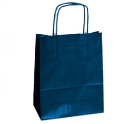 Shopper Twisted - maniglie cordino - 26 x 11 x 35 cm - carta kraft - blu - Mainetti Bags - conf. 25 pezzi