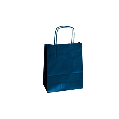 Shopper Twisted - maniglie cordino - 26 x 11 x 35 cm - carta kraft - blu - Mainetti Bags - conf. 25 pezzi