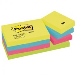 Blocco foglietti Colori Energy - 653-TFEN - 38 x 51 mm - 72 gr - colori assortiti - 100 fogli - Post it®