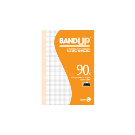 Ricambi BandUp forati rinforzati - A4 - quadretto 4mm con margine - 40 fogli - 90gr - BM