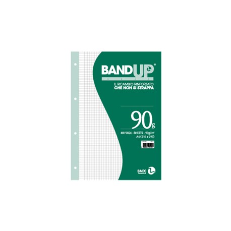 Ricambi BandUp forati rinforzati - A4 - 5mm c/margine - 40 fogli - 90gr - BM