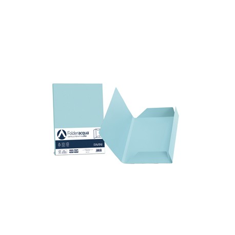 Cartellina 3 lembi Acqua - 200 gr - A4 - cartoncino bristol - celeste - Favini - conf. 25 pezzi