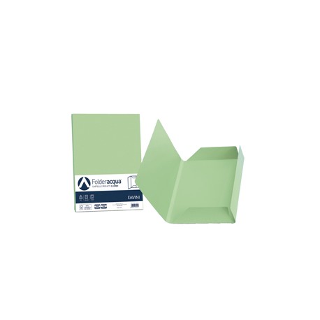 Cartellina 3 lembi Acqua - 200 gr - A4 - cartoncino bristol - verde chiaro - Favini - conf. 25 pezzi