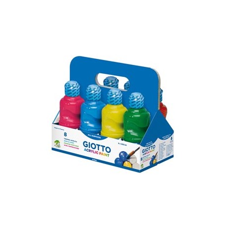 Tempera pronta acrilica - 250ml - colori assortiti - Giotto - schoolpack 8 flaconi