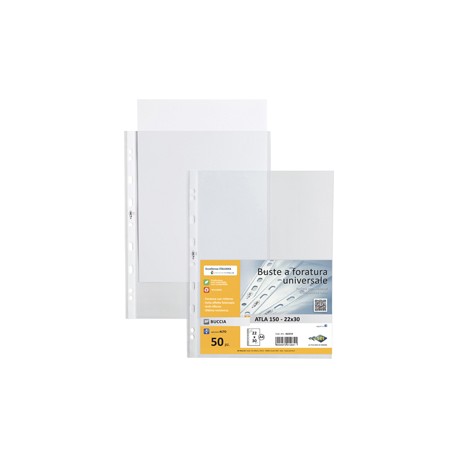 Buste forate Atla - pesante - buccia - 22 x 30 cm - trasparente - Sei Rota - conf. 50 pezzi