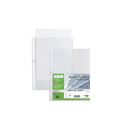 Buste forate Atla T - pesante - liscio - 21 x 29,7 cm - trasparente - Sei Rota - conf. 50 pezzi