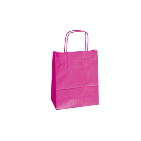 Shopper Twisted - maniglie cordino - 22 x 10 x 29 cm - carta kraft - magenta - Mainetti Bags - conf. 25 pezzi