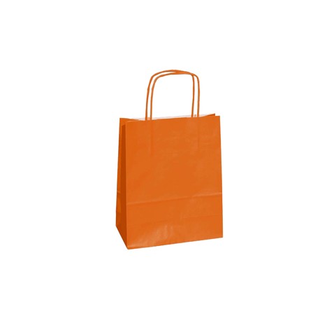 Shopper Twisted - maniglie cordino - 22 x 10 x 29 cm - carta kraft - arancio - Mainetti Bags - conf. 25 pezzi