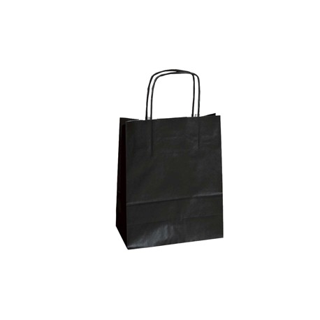 Shopper Twisted - maniglie cordino - 22 x 10 x 29 cm - carta kraft - nero - Mainetti Bags - conf. 25 pezzi