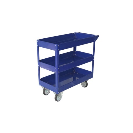 Carrello da lavoro - 3 ripiani - 84 x 41 x 82 cm - portata max 100 kg - acciaio verniciato - blu - Serena Group