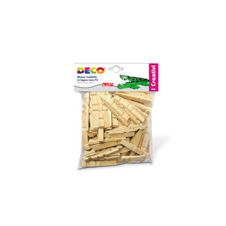 Mezze mollette legno - 72mm - DECO - sacchetto 100 pezzi