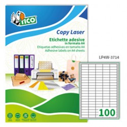 Etichette adesive LP4W - in carta - angoli arrotondati - laser - permanenti - 37 x 14 mm - 100 et/fg - 100 fogli - bianc