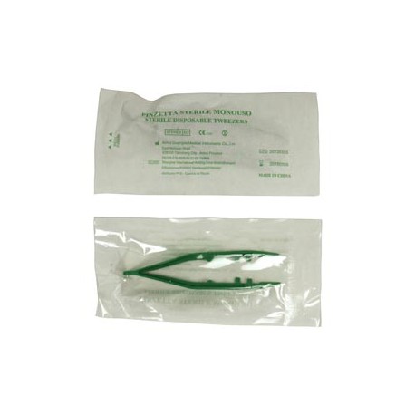 Pinzetta sterile - monouso - 10 cm - verde - PVS