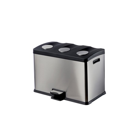 Pattumiera a pedale Multiflux - 59,3x38,2x43 cm - 3 secchi da 12 L ciascuno - inox - Medial