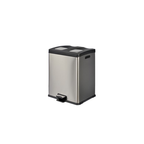 Pattumiera a pedale Multiflux - 49,5 × 45,9 × 63,6 cm - 2 secchi da 30 L ciascuno - inox - Medial