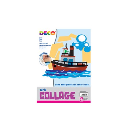 Album collage 700/20 - 35 x 50 cm - 20 fogli - carta rasata adesiva - colori assortiti - DECO