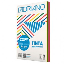 Carta Fabriano Colore - A4 - 80 gr - mix 5 colori forti - Fabriano - conf. 250 fogli
